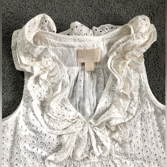 New Conscious Collection by H&M cotton eyelet ruffle short mini dress 8 M med - Picture 2 of 3